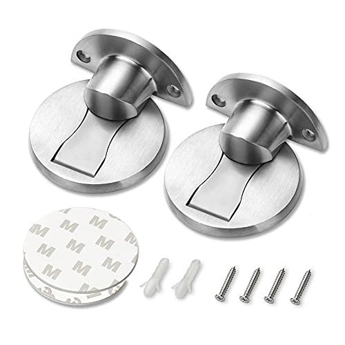 2 Pack 304 Stainless Steel Door Stoppers, Magnetic Door Stop, 3M Double-Sided Adhesive Tape, No Drilling, Door Stop Wall Protector, Office Door Catch, Stop Door
