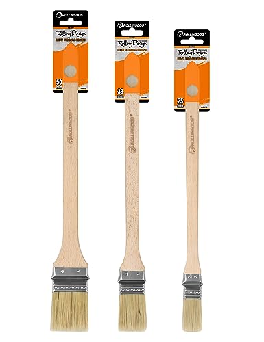ROLLINGDOG 25mm, 38mm, 50mm Radiator Paint Brush Set -3PC Long Handle Paint Brushes, Bent Ferrule Brushes for Radiator, Piep, Ceiling and High Walls (Pack of 2) - size: 25mm, 38mm, 50mm (Pack of 2)