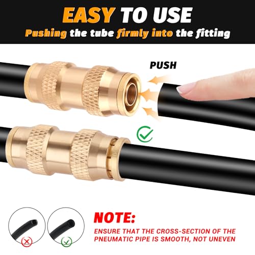 5PCS 1/2" Air Brake Line Fitting, DOT Brass Quick Push to Connect - color: 5PCS-DOT Push-to-Connect, size: 1/2" Od