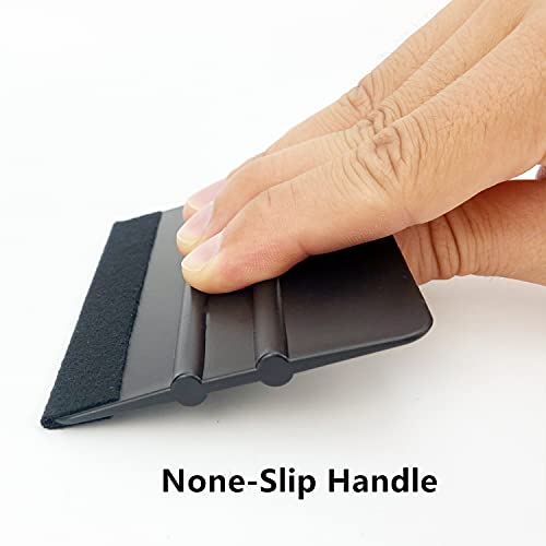 CCyanzi 4inch Vinyl Squeegee Tool Window Film Squeegee Decal Scraper Sign-Making Graphic Wallpaper Application, Felt Edge Protection Prevents Scratches - 10Piece Black - color: Black