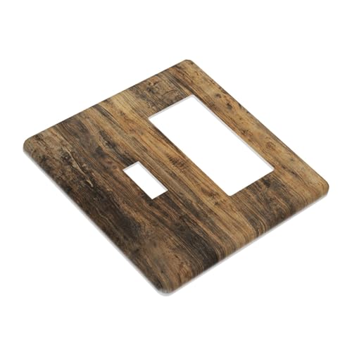 Vintage Brown Wood Texture Natural Wood Grain Outlet Covers 1 Toggle 1 Rocker Combination Decorative Wall Plate Electrical Switch Plates Light Switch Cover Plate for Farmhouse Home Decor - color: Vintage Brown Wood Texture Natural Wood Grain, size: 1 Togg
