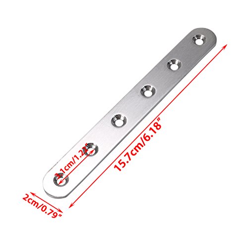Sumnacon 8 Pcs Stainless Steel Flat Plates - 6 Inch Heavy Duty Mending Plate Straight Corner Brace Brackets Connector Furniture Repair Fixing Joint with Screws, Silver - size: 6 Inch Silver