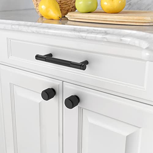 Asidrama 20 Pack Matte Black Kitchen Cabinet Knobs - Knurled Dresser Drawer Cabinet Hardware Zinc Knobs for Dresser Drawers - color: Matte Black, style: 20 Pack