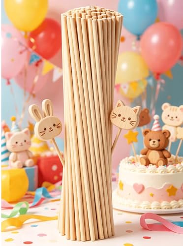 100PCS 1/8 x 6 Inch Dowel Rods Wood Sticks Wooden Dowel Rods - Unfinished Natural Wood Craft Dowel Rods - for Crafts and DIY