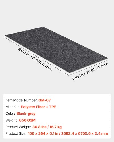 VEVOR Garage Floor Mat, 8'10"x22' Waterproof Protection from Water,Snow, Rain,Mud and Oil for Cars, Non-Slip Heavy Duty Containment Mat with TPE Anti-Leak Backing & Easy to Clean & Cuttable - size: 8.8' x 22'