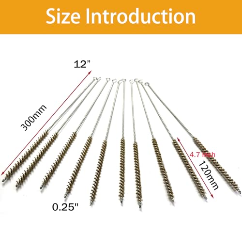 6mm/ 0.25" Diameter Brass Wire Tube Brush Cleaning Tool , Pipe Cleaners Brush for Tube Bottle Pipe Welding Slag and Rust Remove Cleaner Tool , 10pcs - size: 6mm/0.25"