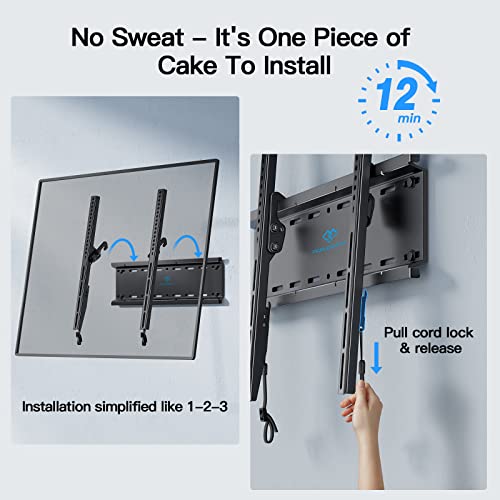 PERLESMITH Tilting TV Wall Mount Bracket Low Profile for Most 23-60 inch LED LCD OLED, Plasma Flat Screen TVs with VESA 400x400mm Weight up to 115lbs, Fits 16" Wood Stud - size: 23-60" Tilt TV Wall Mount