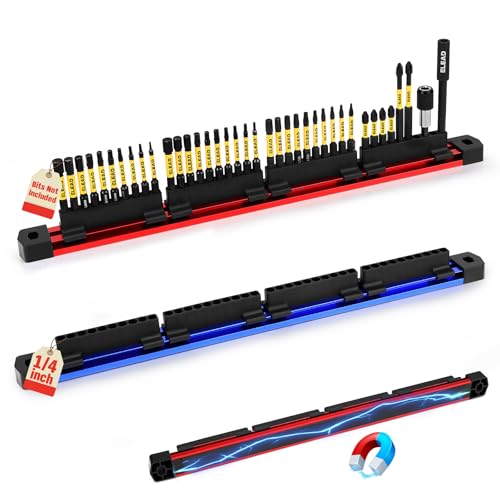 2-Piece Magnetic Slidable Drill Bit Holder, 80 Holes Bit Storage with Strong Magnetic Rail, Screwdriver Drill Bit Organizer for Your Specialty(Bits Not Included) - style: 2 Drill Bit Holder with Magnetic Rail