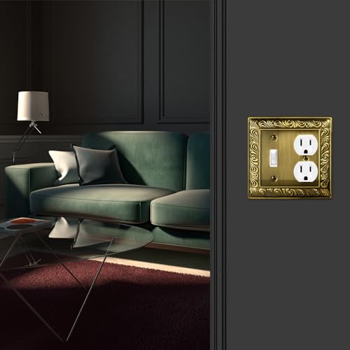 3-Pack Antique Brass Decorative Combo Toggle/Outlet 2 Gang Wall Plate - size: 2 Gang Toggle/Duplex