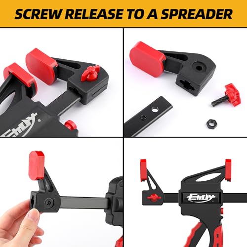 24" Bar Clamps for Woodworking, 2PCS 130lbs One-Handed Clamp/Spreader