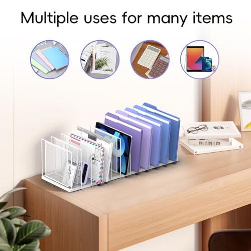 File Organizer for Desk, 11-Section Vertical File Sorter, Paper Holder Organizer Standing Metal File Folder for Office Home Classroom, White - color: White, size: 1 Pack 11-Section