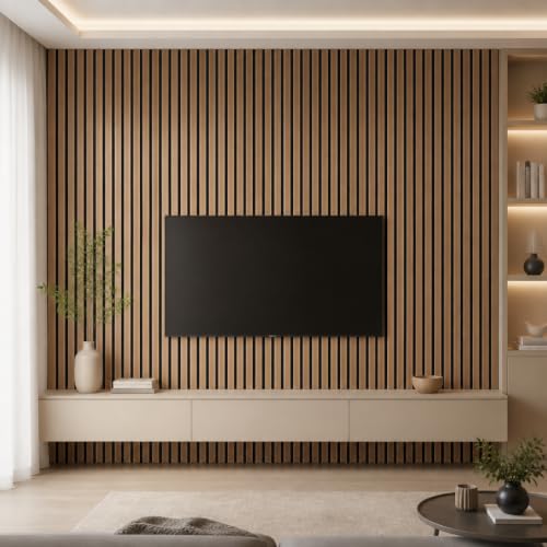5 Pcs Wood Slatwall Panels Large Acoustic Panels for Wall 47.2 x 23.6 x 0.4 Inch Soundproof Sound Dampening Wood Veneer Sound Absorbing Wall Panel for Bedroom Home Studio Office (Walnut) - color: Walnut