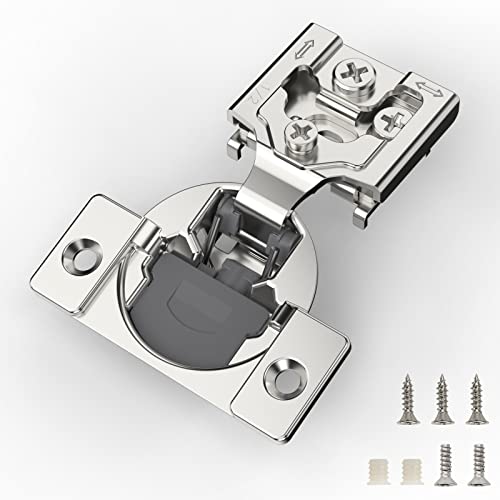 FURNIWARE 20 Pieces Soft Closing Cabinet Hinges, 1/2 inch Overlay Cabinet Hardware Hinges Nickel Plated- 105 Degree - color: Satin Nickel - 20 Pack, size: 1/2 Inch