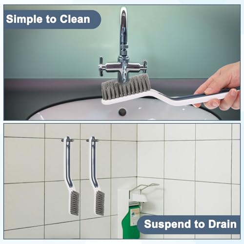 uxcell Crevice Cleaning Brush with Tweezer, Hard Bristle Gap Brush for Tidying Narrow Space, Deep Cleaning Supplies for Kitchen Sink, Toilet, Bathroom, Bathtub, Home, Window, White - color: White