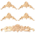 5PCS Wooden Rose Appliques Onlays Set, Unpainted Wood Carved Wall Decor for Furniture, Decorative Rose Wooden Onlay for Bed Door Wall Cabinet Wardrobe, Home Embellishments for Craft DIY Projects
