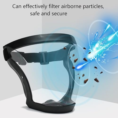 Protective Face Shield Clear Anti Fog Full Mask,Reusable Dust Facemask Safety Protective for Work,Weed Whacking,Grass Cutting,with Replaceable Filters