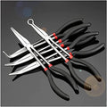 5 Piece Long Reach Plier Set - 11” Long Needle Nose Pliers Sets - Straight, 25, 45, 90-Degree Angle, Long Reach Bent Circle Pliers for Hard-to-Reach Narrow Spaces