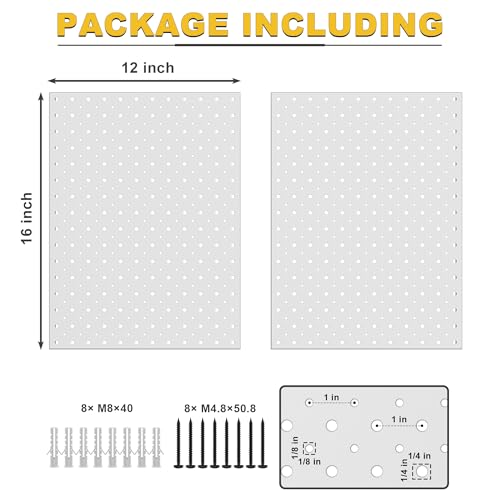 Ultrawall Metal Pegboard Panels, Pegboard Wall Organizer, Gray Peg Boards - color: Gray, size: 16x12"- 2 Pcs