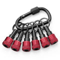 Enhanced Non-Slip Bit Holder Key Chain 6pc, Drill Bit Holder for 1/4 Inch Hex Shank Bits, Bit Holders for Impact Driver Drill Bit Extension, Screwdriver Bit Holder, Quick Change & Easy Access, Red - color: Red