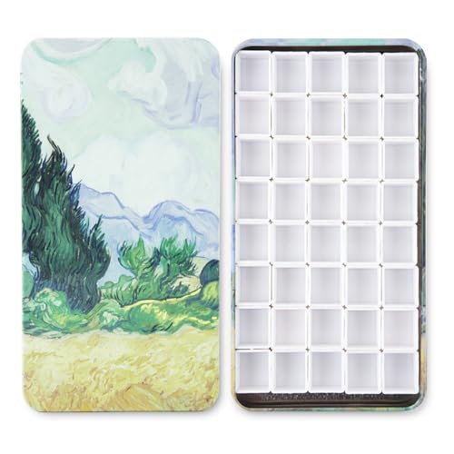 qianshan 40Pcs Empty Half Pans Watercolor Tin Palette with Magnetic Stripe - color: Wheat Field