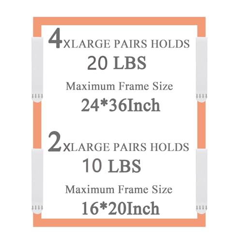 Gisde X-Large Picture Hanging Strips Heavy Duty, 16-Pairs(32 Strips) Sticky Picture Hangers for Walls No Damage Wall Picture Hangers Without Nails Refill Adhesive Poster Strips (X-Large-16 Pairs) - size: X-Large-16 Pairs