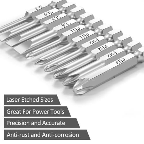 NAUIX 10Pcs Magnetic Screwdriver Bit Set, Phillips Slotted, 2-Inch - style: 10 Piece Slotted Phillips Bits