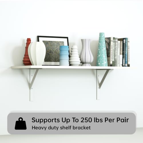 SOGAL White Shelf Brackets 8 x 10 Inch Heavy Duty L Bracket 4Pack - size: 8x10inch-white