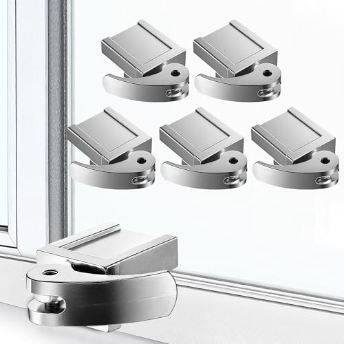 5 Pack Sliding Window Locks, Adjustable Security for Vertical & Horizontal Windows, Easy Install, Fits 1/16 inch to 7/8 inch Wide Rail, Enhanced Safety for Home & Office (Silver) - color: Silver