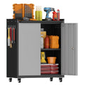Metal Garage Storage Cabinet with Wheels, Lockable Rolling Tool Cabinet - color: Blackgrey, size: 26" W × 14" D × 31.88" H