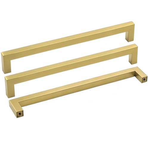 Goldenwarm 10 Pack 8 Inch Gold Cabinet Handles Brushed Gold Cabinet Pulls - color: Gold, size: 8in Hole Centers