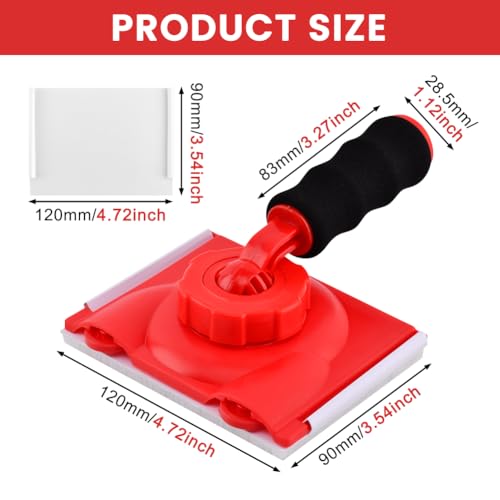 Handheld Paint Edger Tool with 2 Pads, 360° Rotating Trim Applicator