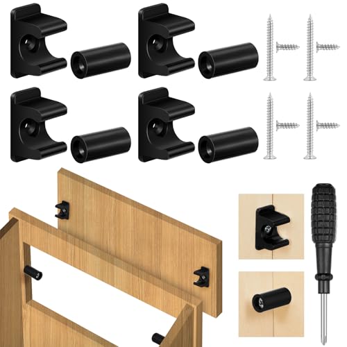 Juexica 4 Pairs False Cabinet Front Clip False Drawer Clips, Black - color: Black