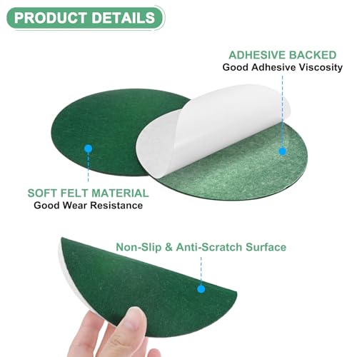 M METERXITY 30-Pack Lamp Base Felt, 5 Inch Dia. 2mm Thick Self Adhesive Round Fabric Felt Pads for Lamp/Furniture/DIY, Non-Slip Fiber Backed Patch Circles with Adhesive Backing [Green] - color: Green, size: 5" Dia