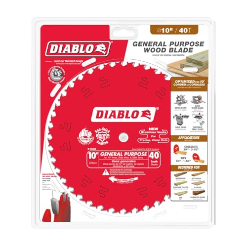 Diablo General Purpose Saw Blade for Wood - 10" Diameter, 40 ATB Teeth