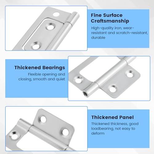 SDTC Tech 4-Pack Non-Mortise Door Hinges Bifold Butt Cabinet Hinges Silver - color: Silver