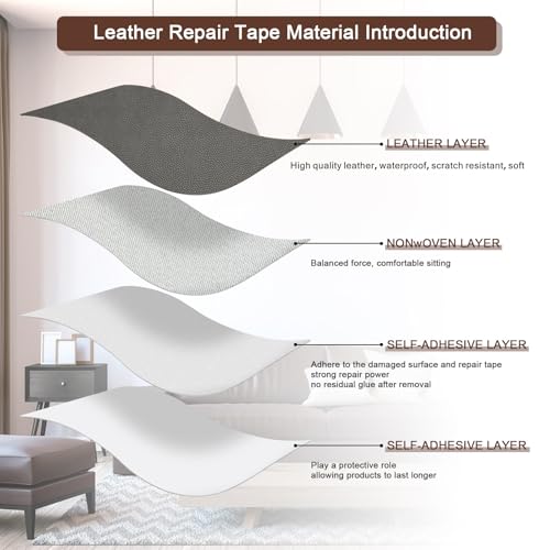 JDLUGH Sofa Leather Repair Patch Tape, 8.2x11 Inch, 2PCS, Grey3.0 - color: grey, size: 8.2x11 Inch