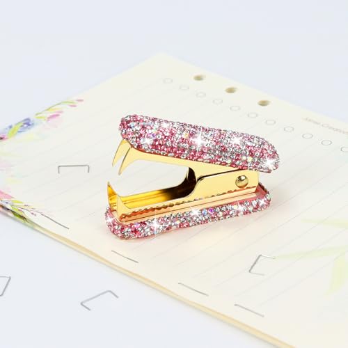 MultiBey Bling Acrylic Staple Remover with Metal Jaws, Pink - color: Pink
