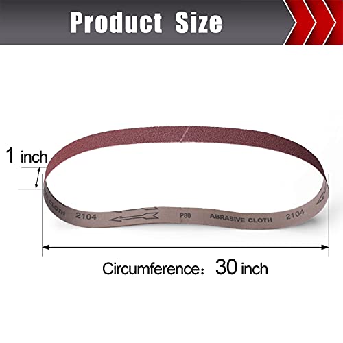 BOSHCRAFT 12 Pcs 1"x30" Sanding Belts, 60/80/120/180/240/400 Grit (2 Pcs Each) Aluminum Oxide for Knife Sharpening & Metal Polishing - color: 1×30 Inch - 12 Pack