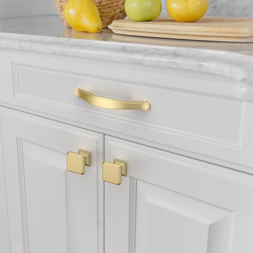 Amerdeco 10 Pack Brushed Gold Cabinet Pulls 3 Inch(76mm) Hole Center Drawer Pulls Cabinet Hardware Kitchen Cabinet Handles for Bathroom Dresser Pulls ZH0068 - color: Brushed Gold, size: 3"/76MM Hole Center