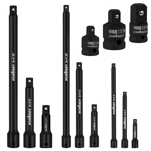 12Pcs Socket Extension Set, 1/4", 3/8" and 1/2" Impact Drive Socket Extension, Socket Adapters, Drive Tool Accessory, CR-V Steel - color: 12 Pcs Extension Set