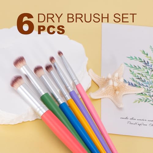 Yoseng Drybrush Set 6 Sizes, Fine Detail Art Paint Brushes - style: 6P Color