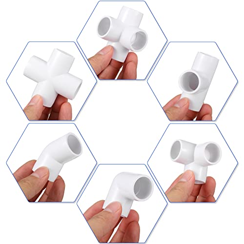Xuniea 42 Pieces 1 Inch PVC Pipe Fittings Elbow Set Tent Connection Tee Heavy Duty PVC Elbow Fittings for Greenhouse Shed Pipe, Furniture Build and More - size: 1 Inch