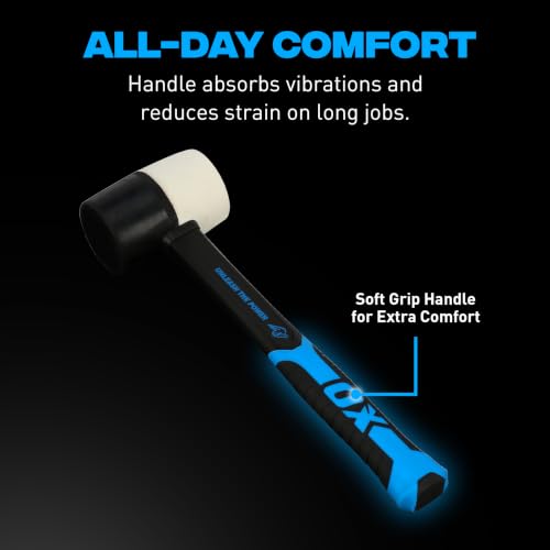 OX Combination Rubber Mallet 16 oz, Non-Marking Head, Fiberglass Handle - size: 16 Ounce