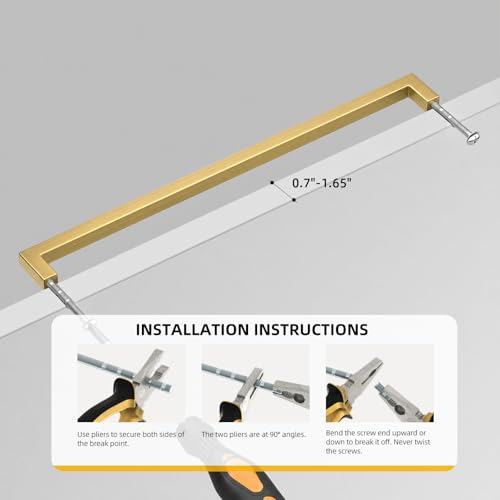 Goldenwarm 10 Pack 11-1/3 Inch Gold Cabinet Handles Brushed Cabinet Pulls - color: Gold, size: 11-1/3in Hole Centers