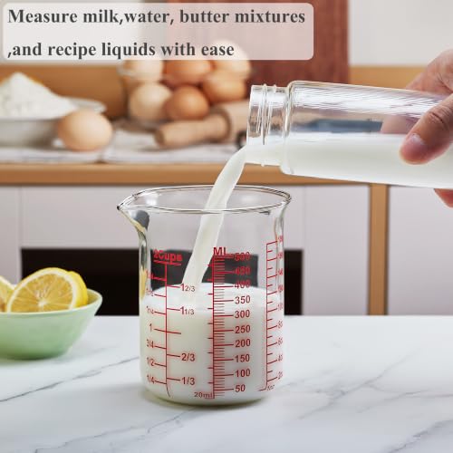 Ackers BORO3.3 Borosilicate Glass Measuring Cup, 500 ml (16 oz, 2 Cup) - size: 2Cup,500ML