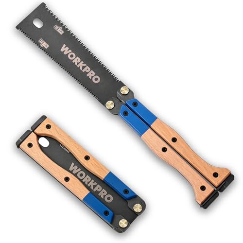 WORKPRO 6'' Folding Japanese Hand Saw, Double-Edged Pull Saw with 11&17 TPI - size: 6'' - Foldable