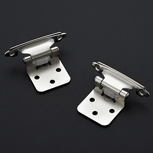 Ravinte Satin Nickel Kitchen Cabinet Hinges, 1/2" Overlay, 20 Pack - size: 1/2" Overlay