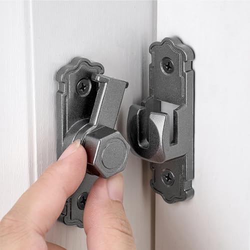 Gray 90/180 Degree Barn Door Latches,Aluminum Alloy Flip Latch - color: Gray