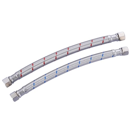 ALEASHA Faucet Supply Lines,9 Inch Faucet Hose Connector 3/8" to 3/8" Female Compression Thread Stainless Steel Braided Bathroom Kitchen Faucet Connector Water Supply Line,2Pcs - size: 9 Inch