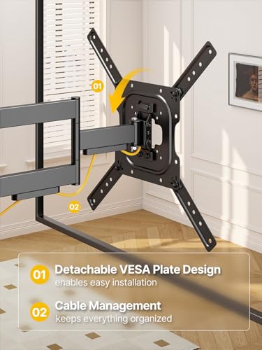 monTEK Full Motion TV Wall Mount Bracket for 23-65 Inch TVs up to 77 lb - size: 23"-65" Full Motion